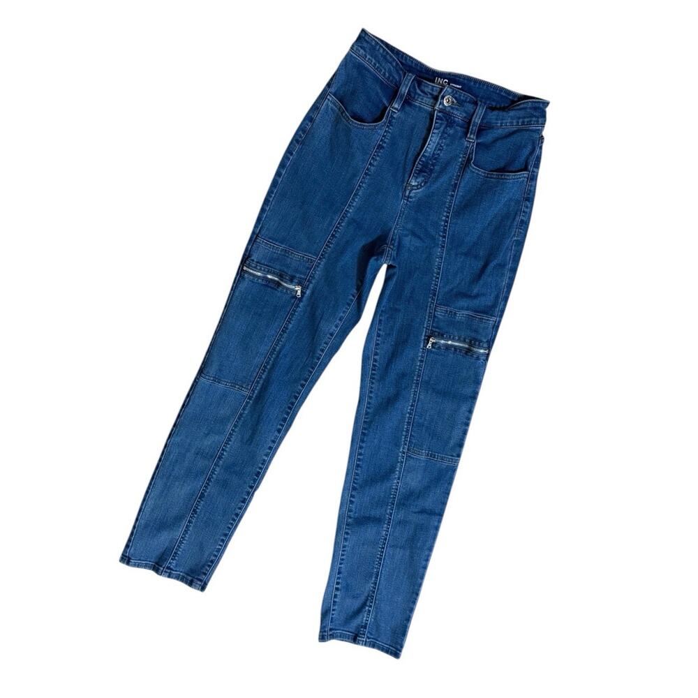 I.n.c. Concepts Women's High-Rise Straight-Leg Jeans, Light Indigo Zip Leg 6/28